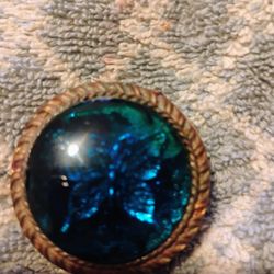 Antique Sterling Silver Butterfly With Mirror Inside 