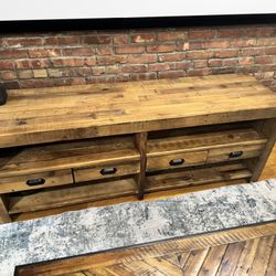West Elm Reclaimed Wood Media Console – Solid Pier Wood, Rustic Finish