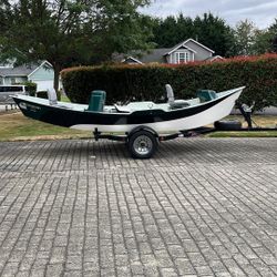 2003 16’ Clackacraft Low Profile Drift Boat W/ Trailer 