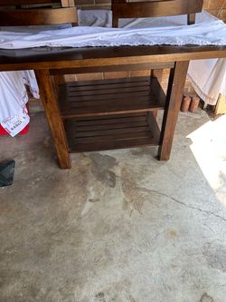 Dark wood dining table