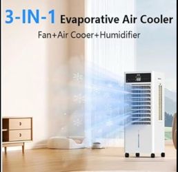 New JRD 3-IN-1 Air Cooling Fan with 3 Speeds, FKT007R, 2.4 Gal Tank W/Remote, White