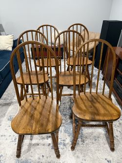 Set of 6 Solid Oak Chairs