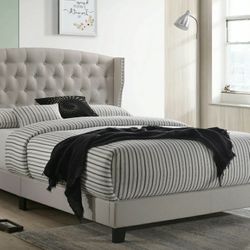 Rosemary Khaki King Platform Bed

