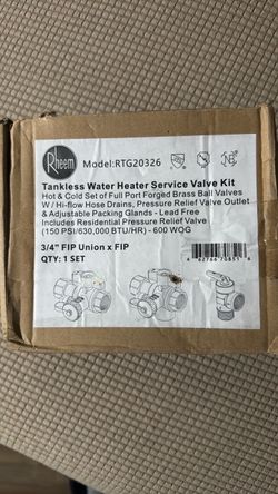 Rheem RTG20326 Tankless Water Heater Service Valve Kit