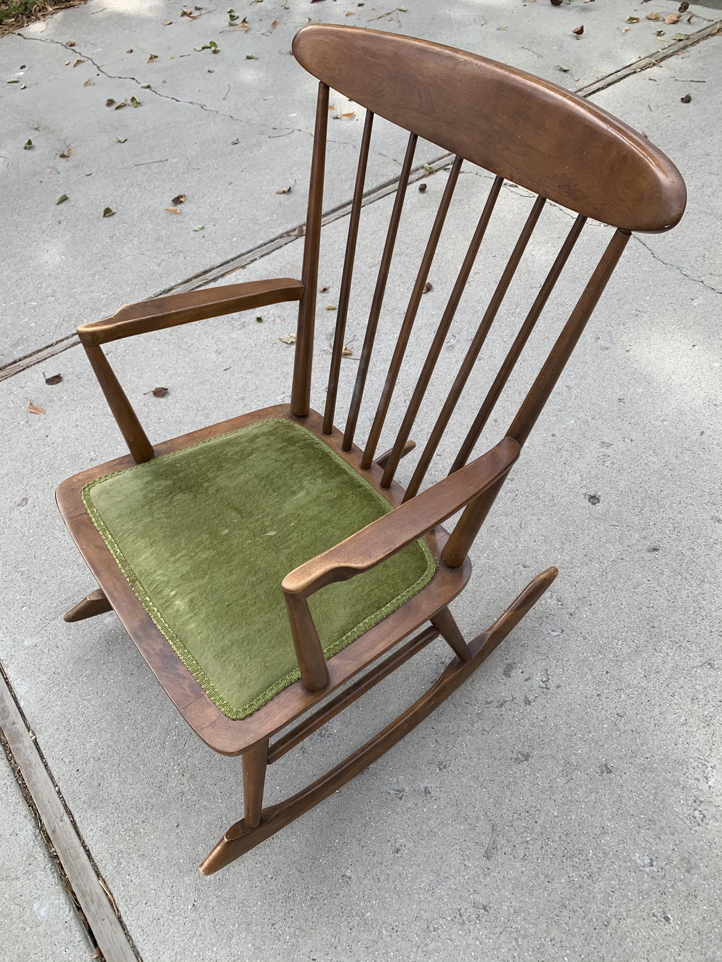 Mid-Century Modern Rocking Chair w/ Green Cushion