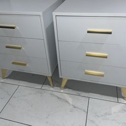 FUFU&GAGA Single White Wooden Nightstand, Side Table with 3 Drawers, 19.7 in. W x 15.7 in. D x 23.8 in. H