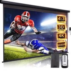 Aoxun 120" Motorized Projector Screen - Indoor and Outdoor Movies Screen 120 inch Electric 4:3 Projector Screen W/Remote Control