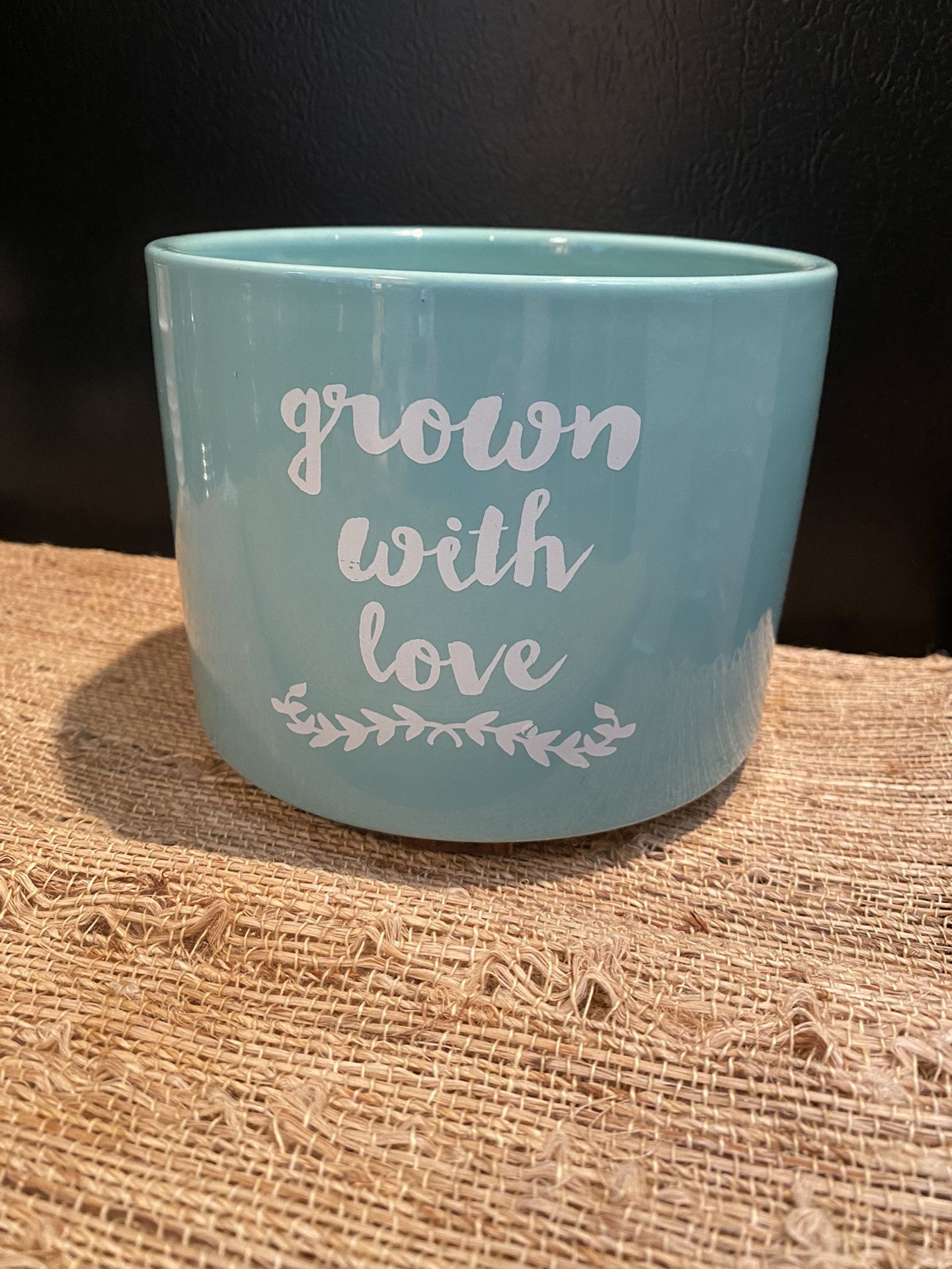 ceramic flower pot - “grown with love”