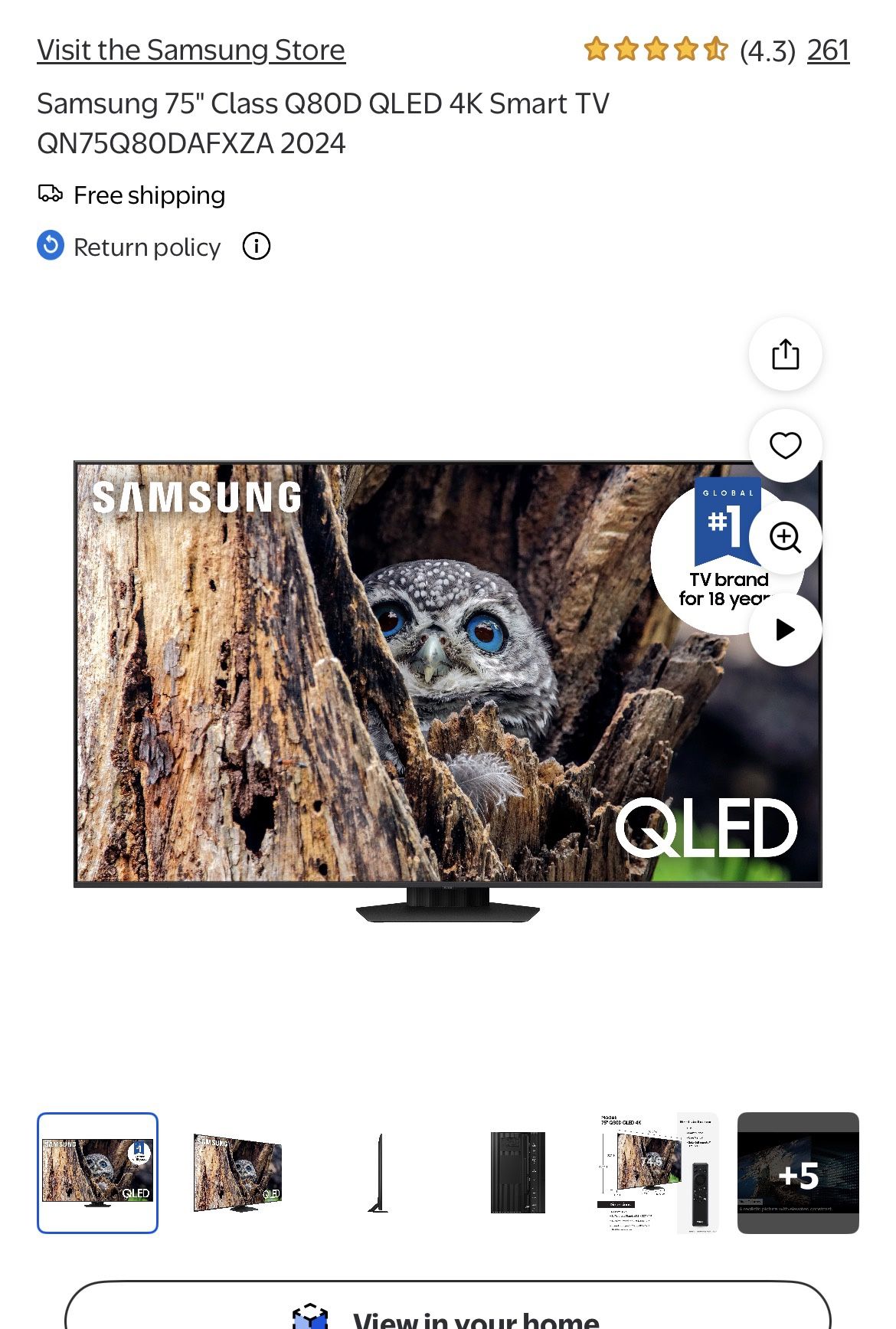 Samsung QLED Q80D 75” TV