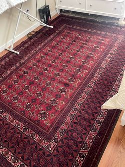 Red Tribal Bokhara Area Rug 80”/116” oriental room rug