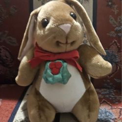 VTG EASTER VELVETEEN BROWN BUNNY RABBIT 8" SOFT PLUSH TOY