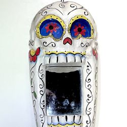 Vintage Rare Sugar Skull w/mirror Wall Decor 