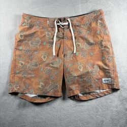 Rhythm Paisley Board Shorts Men’s 32 Orange Floral Surf Swim Trunks Beach #3B