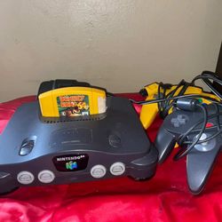 Nintendo 64 With DK 64 and 2 Controllers 