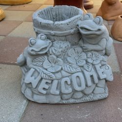New Welcome Flower Pot Made Out Of Cement Perfect Gift 