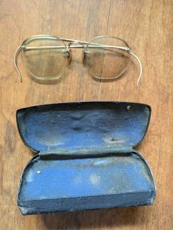 Antique gold Filled Rimless Eyeglasses with Hard Case