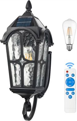 17" Solar Porch Light Outdoor, Dusk to Dawn Remote Control Wall Sconce
