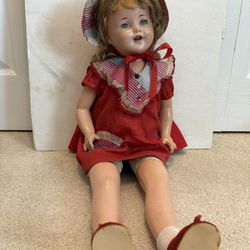 1930s Shirley Temple Composition Doll 26 Inches Sleepy Eyed