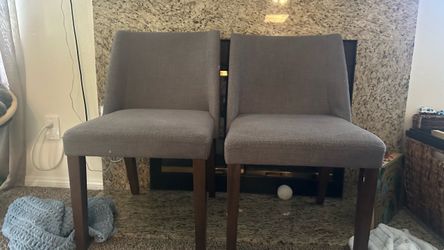 Set of 2 Gray Upholstered Dining Chairs