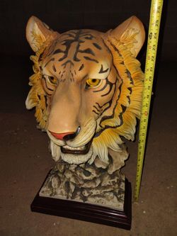 Huge 25" Vintage Bengal Tiger Bust Sculpture