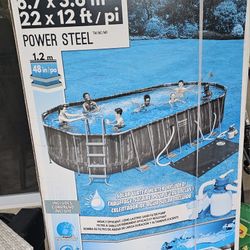 
Bestway Power Steel 22' x 12'Rectangular Above Ground Swimming Po