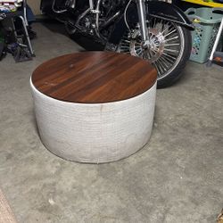 Round Coffee Ottoman Storage 