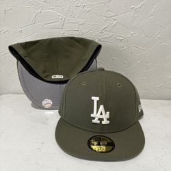 MLB New Era Los Angeles Dodgers Olive Green 59fifty Fitted Hats Size 7 1/8, 7 1/4, 7 3/8 