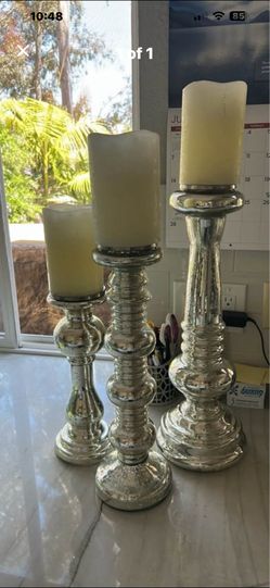 Tall Glass Candle Holders with Candles