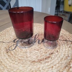 2 French Luminarc Ruby Red Glasses / Stemware Made in France

