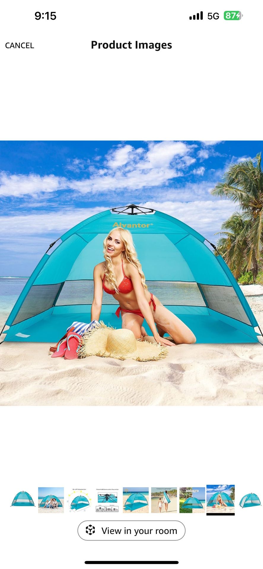 Alvantor Beach Tent Coolhut Plus Beach Umbrella Sun Shelter Cabana Automatic Pop Up UPF 50 Sun Shade Portable Camping Hiking Canopy Easy Set Up Light