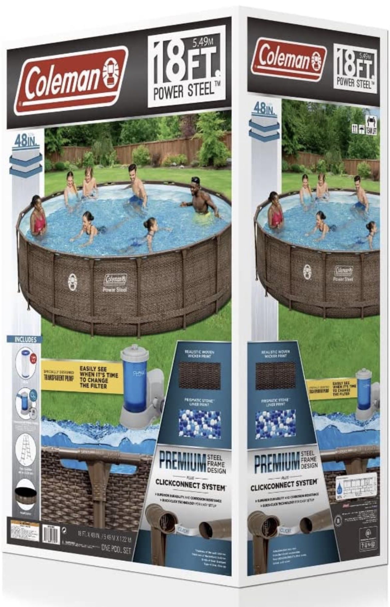 Coleman Power Steel Frame 18 Foot x 48 Inch Round Above Ground Pool Set