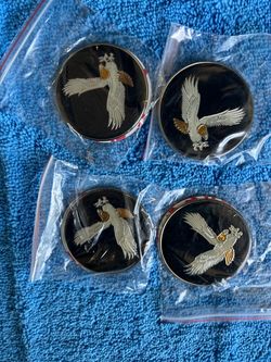 Set of 4 Wire Wheels 2.25” KO’s Chips Blk Chrome White Gold