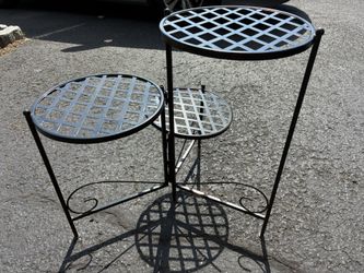 Metal Plant Stand - 3 Tier Foldable Black 
