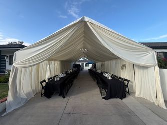 Party tent with draping