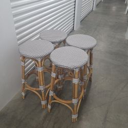4 set Restoration Hardware Bamboo Stools