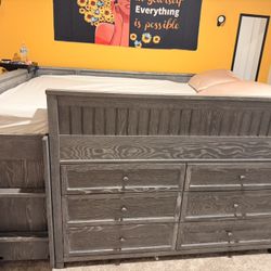 Pottery Barn Full Size Loft Bed With Desk, Drawers And Storage Cubbies 