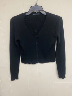 Brandy Melville cardigan classic black ribbed knit v-neck front button closure One size