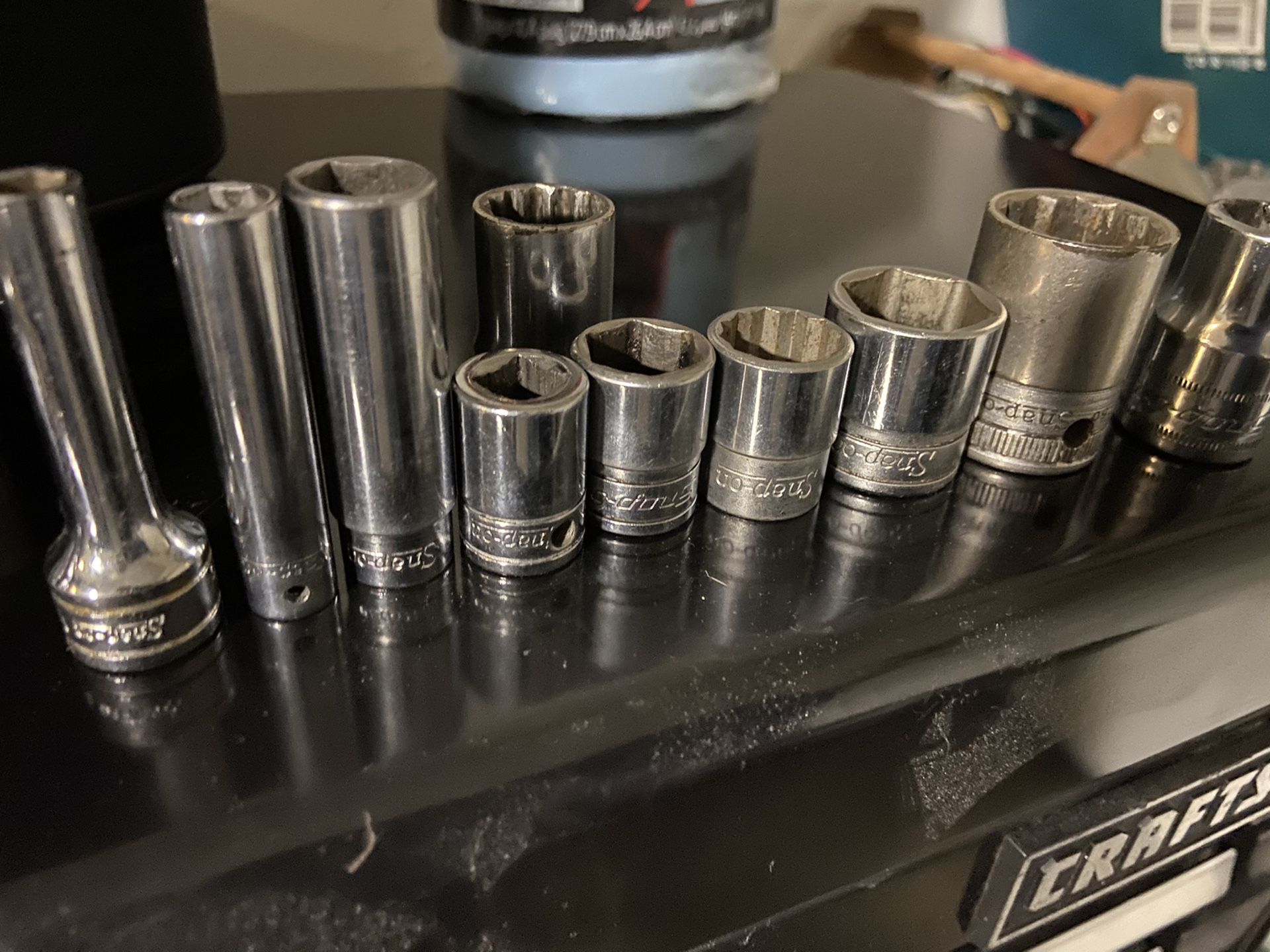 Snap on assorted sockets