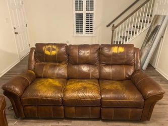 Havertys Power Reclining Leather Sofa