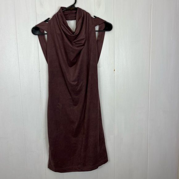 Cefian Faux Suede Cowl Neck Dress Sz M