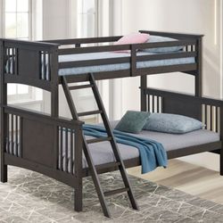 Brand New Grey Twin Over Full Bunk Bed 