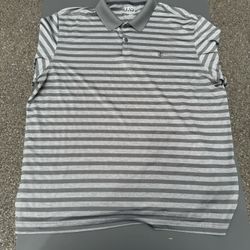 Izod Golf Shirt Mens XL Gray Striped Polo Performance Lightweight Short sleeve 