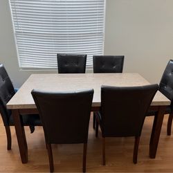 Dining Table Marble 5 chairs