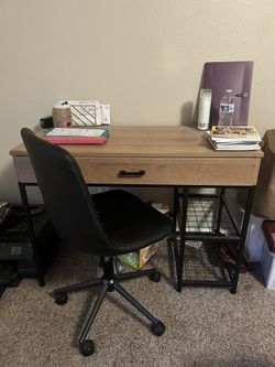 Wooden Desk + Chair 