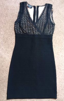 NWOT Bebe Bodycon Black Lace Dress Size XS