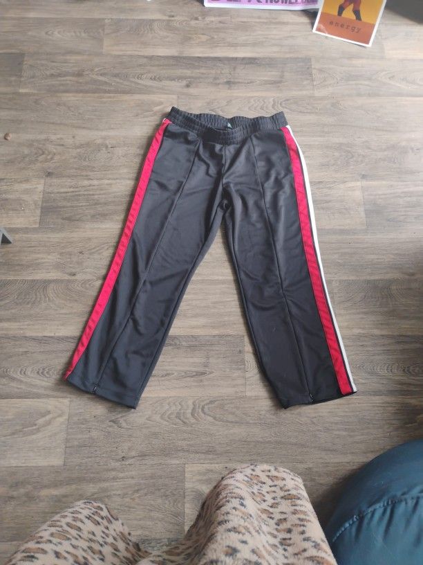 Large Wild Fable Black Sweats With Red And White Stripes