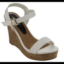 Women's Classic Platform Toe Strap Wedge Dress Sandals, Color:WHITE, Size:10 $19