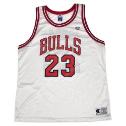 Vintage Champion Chicago Bulls Michael Jordan Jersey Mens XL 52 White MJ 23 90s