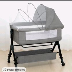 Cuna Para Bebés Y Recién Nacidos Altura Ajustable  Y Mosquitera Fácil de Plegar 