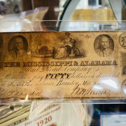 1837 Mississippi Alabama 50 Rail Road Company Bank Note 